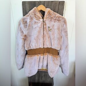 Aratta Vintage-Style Faux Fur Jacket NWT Small Golden Tan w/ Satin Lining